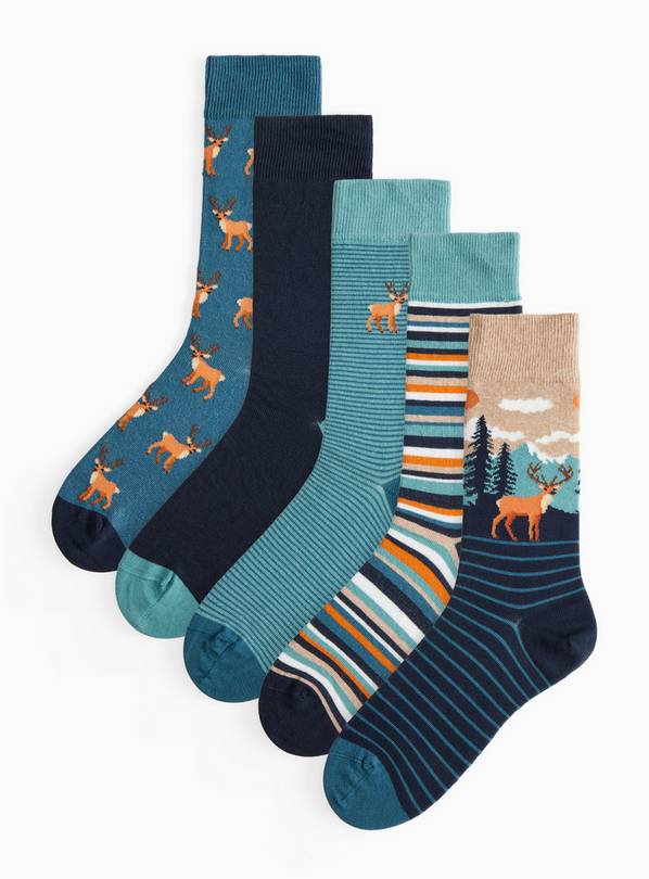 Stag Scene Socks 5-Pack 6-8.5